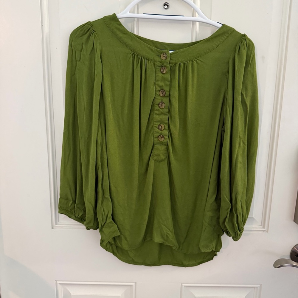 Anthropologie Maeve Kalas Blouse XS | Green Henley